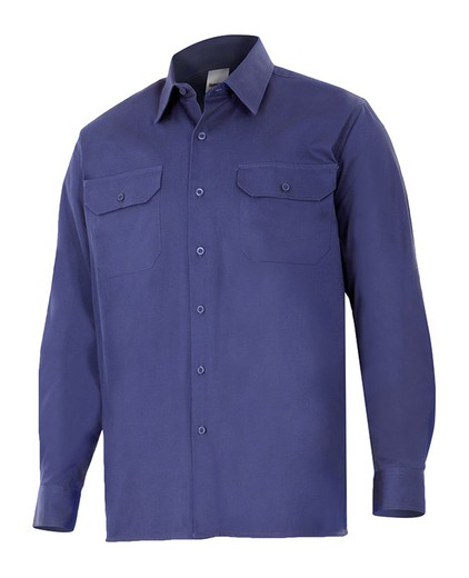 Camisa 100% Algodón Manga Larga Azul Marino Ref. 533-1