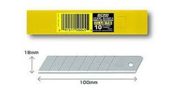 Hoja de corte plateada de 18 milímetros . Cuchilla Troceable Olfa  . Referencia  Lb-10.