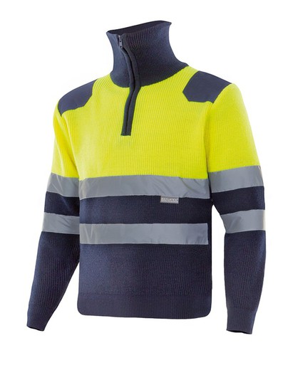 Jersey Bicolor Con Cremallera Alta Visibilidad Sup Ama/Inf Marino Ref. 301001-70