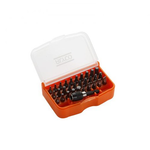 Juego De 30 Puntas De Atornillar De 1/4" Y Adaptador En Caja De Plástico ALYCO ORANGE, Referencia 170490