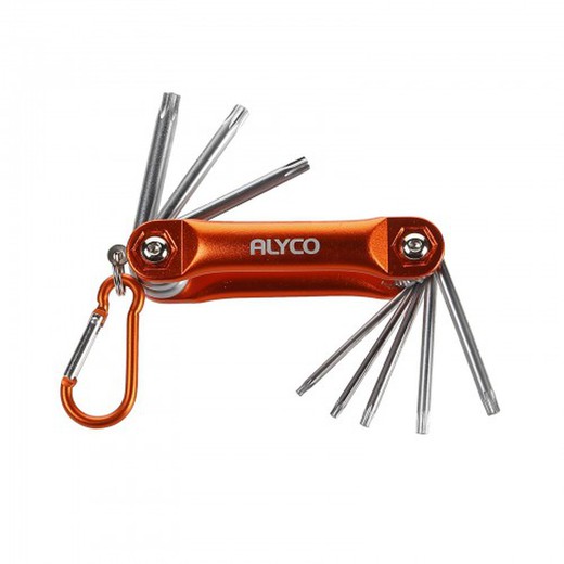 Juego De 8 Llaves Torx Inviolable, En Soporte Montura Metálica ALYCO ORANGE, Referencia 170617