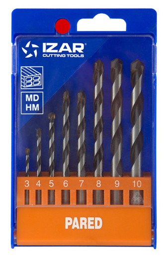 Juego de 8 Brocas para Pared de Metal Duro, Medidas 3-4-5-6-7-8-10 mm, Referencia 1488