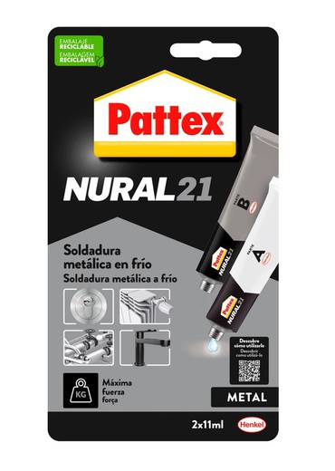Pattex Nural-21  Bl 22 Ml,Soldadura Reparadora En Frío, De Gran Resistencia, Formulada En Espe- Cial Para Pegar Y Reparar Metales.