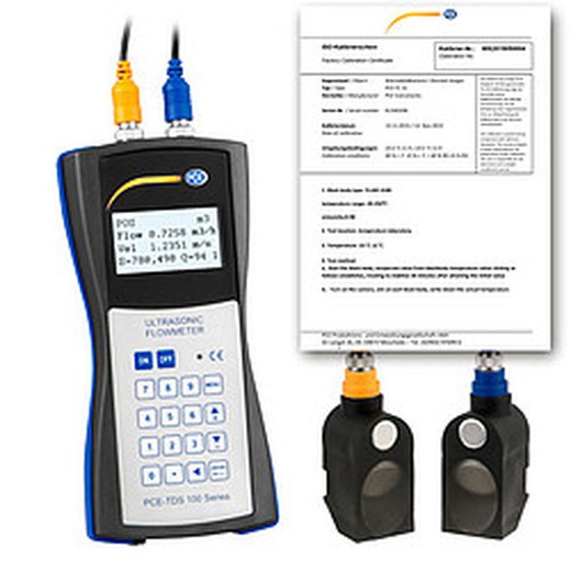 Caudalímetro Pce-Tds 100h Calibrado Iso El Caudalímetro Se Usa Para Mediciones De Control O Para Detectar De Forma Rápida El Caudal En Una Tubería Por Ultrasonidos, Por Lo Que Se Trata De Un Sistema De Medición Transportable Y De Fácil Instalación.