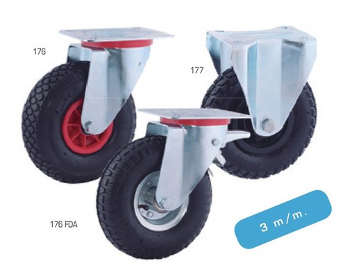 Ruedas neumáticas giratorias Ref.176 y fijas. Ref. 177. Serie Eco-Jet