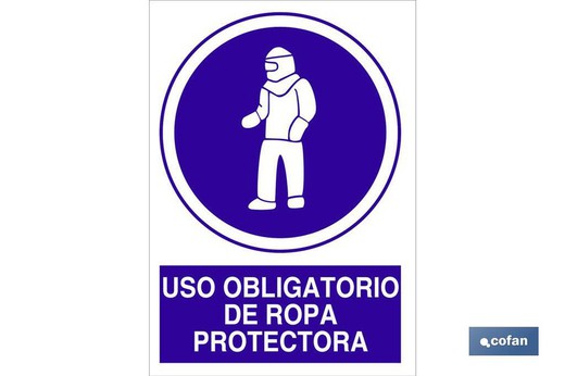 Uso Obligatorio De  Ropa Protectora  Señal Adhesiva