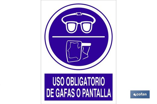 Uso Obligatorio De Gafas O Pantalla Señal Adhesiva