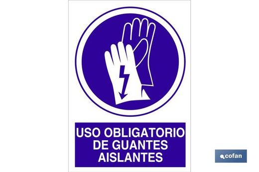 Uso Obligatorio De Guantes Aislantes Señal Adhesiva