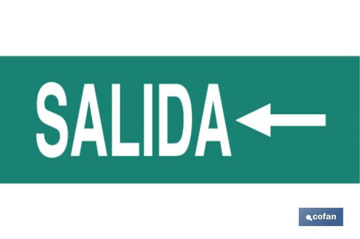 Señal "Salida" Izquierda 400x100mm.