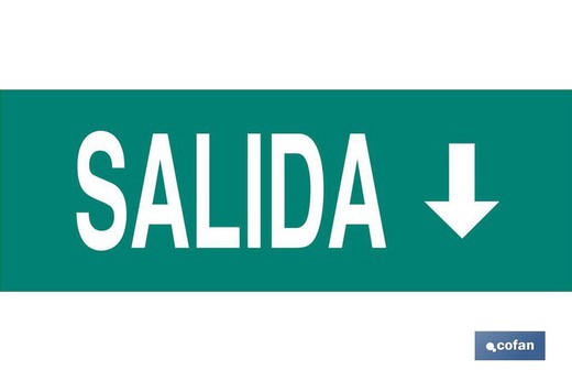 Señal "Salida" Abajo 400x100mm.