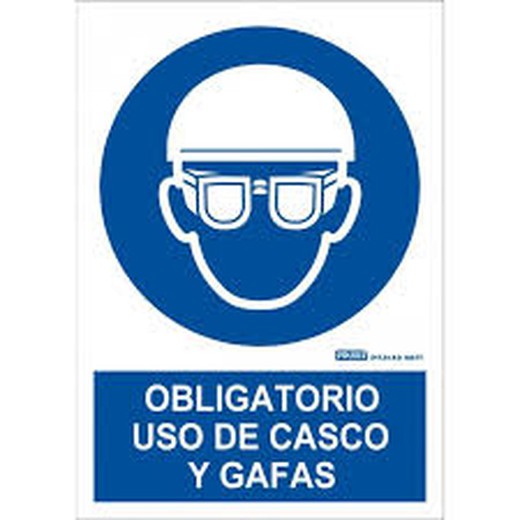 Obligatorio Uso Casco Y Gafas Señal Poliestireno