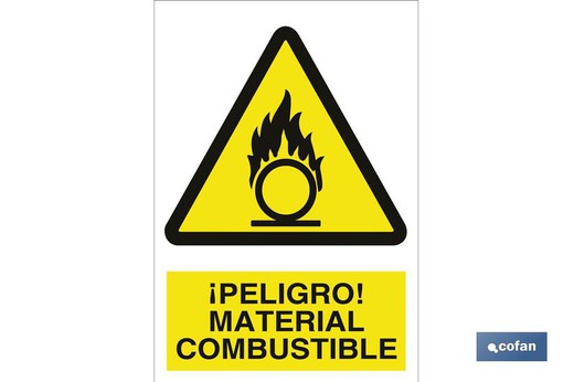 ¡Peligro! Material Combustible  Señal Poliestireno