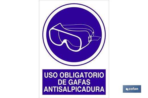 Uso Obligatorio De Gafas Antisalpicadura  Señal Poliestireno