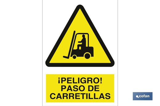 ¡Peligro! Paso De Carretillas Señal Poliestireno 1,5mm