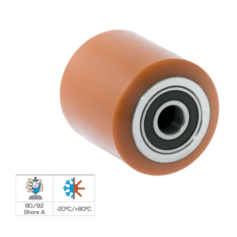Rueda Transpaleta De Poliuretano, con Cojinete Bolas Ref.215/RB 80 mm / 20 mm / 100 mm