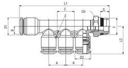 Distribuidor Multiple De Reduccion Orientable Macho Conico. 3 Salidas.