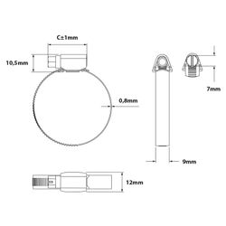 Abrazadera Sin Fin Serie Ligera 9mm W1 Cincada