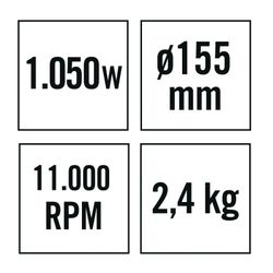Amoladora angular RATIO AR1050NM Potente motor y bloqueo del eje. ( 7993X211)