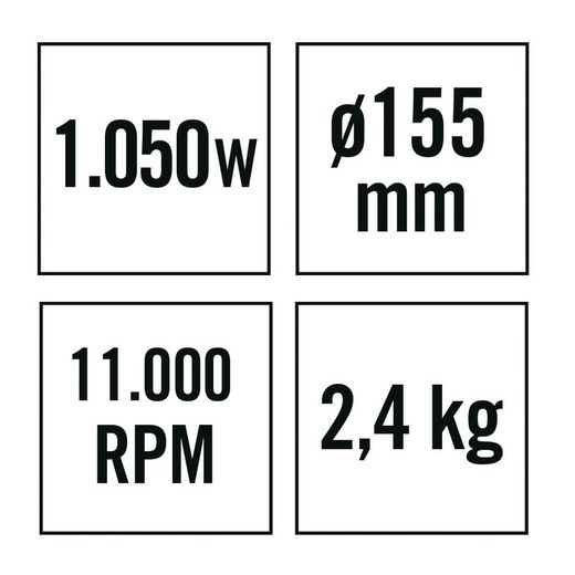 Amoladora angular RATIO AR1050NM Potente motor y bloqueo del eje. ( 7993X211)