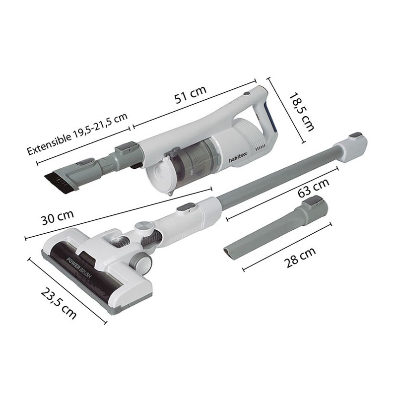 Aspirador escoba 2 en 1 HABITEX VC95218P Con tubo artículado y flexible  para un cómodo aspirado. Ref. 1450Y952