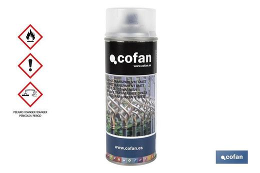 Barniz en Spray | Brillo o Mate | Envase 400 ml | Transparente, Referencia 150001031 y 15001032