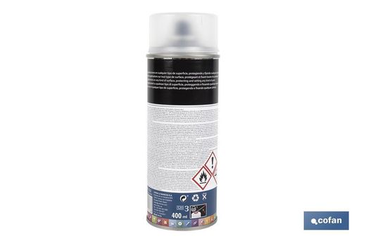 Barniz en Spray | Brillo o Mate | Envase 400 ml | Transparente, Referencia 150001031 y 15001032