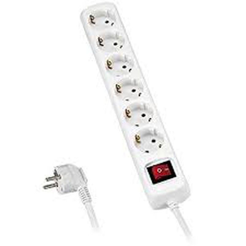 Base Multiple 5 Enchufes  con Interruptor. Cable de 3 metros. Alyco. Referencia 199445.