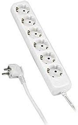 Base Múltiple 6 Enchufes Con Cable 3X1,5 1,4 Metros ALYCO. Referencia 199456.