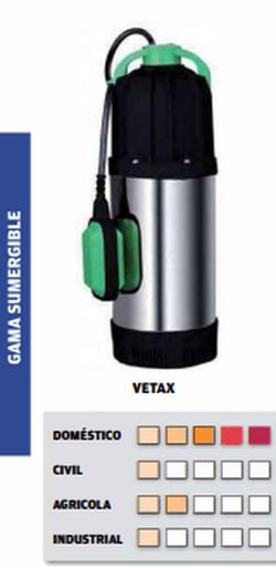 Bomba drenaje HIDROBEX Vetax-1000 Caudal máximo de 108 l/min, altura 42 m. Ref. 1248X10