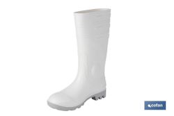Bota de Agua | Alta de Seguridad S-4 | Color Blanco | Puntera de Acero | Fabricada en PVC-Nitrilo.Modelo Sanabria