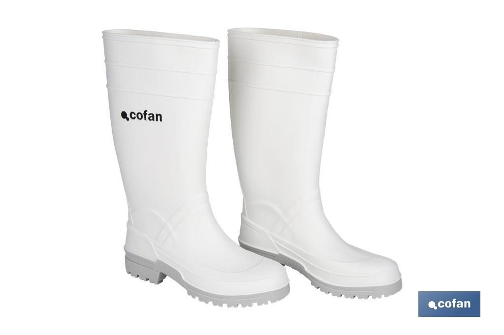 Bota de Agua | Alta | Fabricada en PVC | Color Blanco | Suela Antideslizante y Resistente a la Abrasión. Modelo Serena 36
