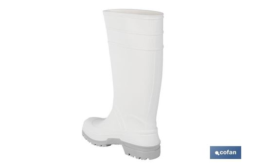 Bota de Agua | Alta | Fabricada en PVC | Color Blanco | Suela Antideslizante y Resistente a la Abrasión. Modelo Serena