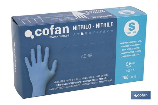 Caja de 100 unidades de guantes de nitrilo | Finos y elásticos | Sin polvo | Cómodos y agradables al tacto