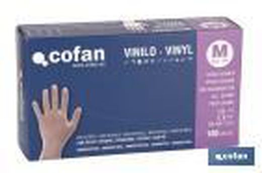 Caja de 100 unidades de guantes de vinilo | Sin polvillo | Ambidiestros | Válidos para uso alimentario | Elásticos y resistentes