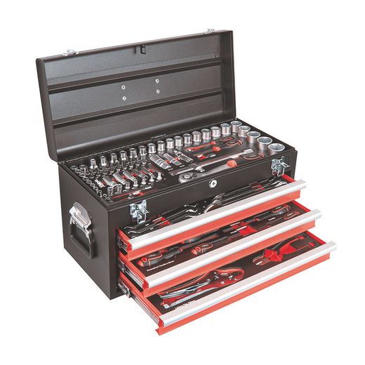 Caja de herramientas metálica RATIO 6992 143 piezas Dimensiones: 57 x 27,5 x 32,5 cm. Ref. 6992H143
