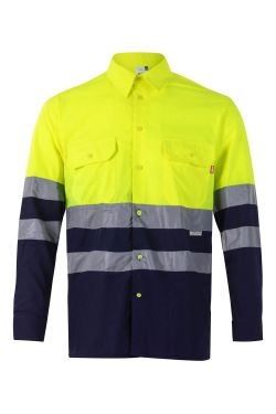 Camisa Bicolor Manga Larga Alta Visibilidad Sup Ama/Inf Marino Ref. 144-70