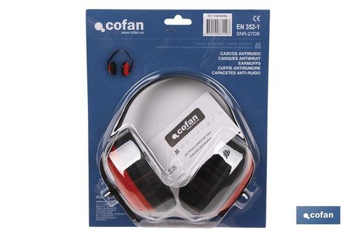 Casco Antirruido | Color Rojo | Protección Auditiva | SNR:27db | EN 352-1. Referencia 11000041.