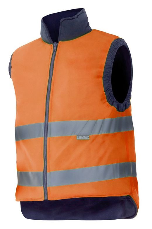 Chaleco Acolchado Reversible Alta Visibilidad Azul Marino/Naranja Fluor Referencia  148 1/19