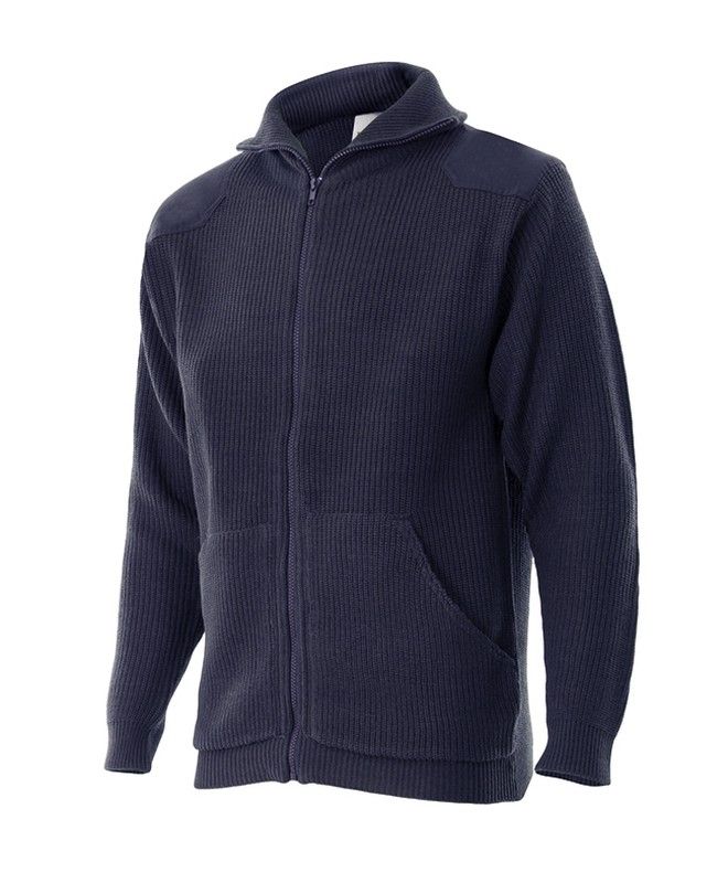 Chaqueta Punto Grueso Con Cuello Alto Azul Marino Ref. 102-1