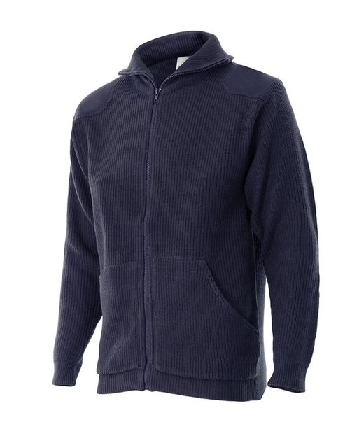 Chaqueta Punto Grueso Con Cuello Alto Azul Marino Ref. 102-1