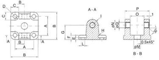 Charnela Hembra Con Cojinetes Autolubricantes de Aluminio, Referencia QCF