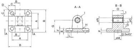 Charnela Macho Con Cojinetes Autolubricantes de Aluminio, Referencia QCM
