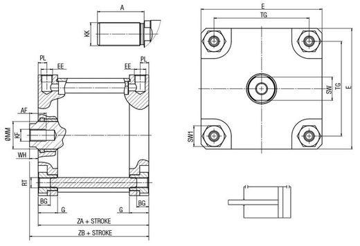 Cilindro Compacto Iso Interface Diametro 200, Carrera Desde 5 A 1000 Milimetros, Referencia PF200