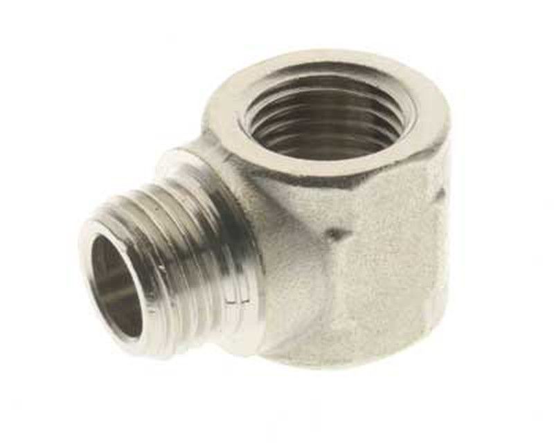 Racor En L Codo Macho-Hembra, Rosca de 1/8 y 1/4, Referencia 6070