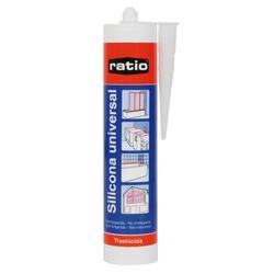 Silicona universal RATIO 280 ml Evita manchas de moho. Gran resistencia a la humedad