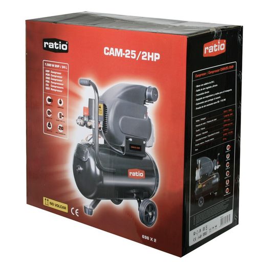 Compresor de pistón RATIO Serie CAM-25/2HP Cabezal de aluminio con 1 cilindro de hierro fundido, Referencia 696X2