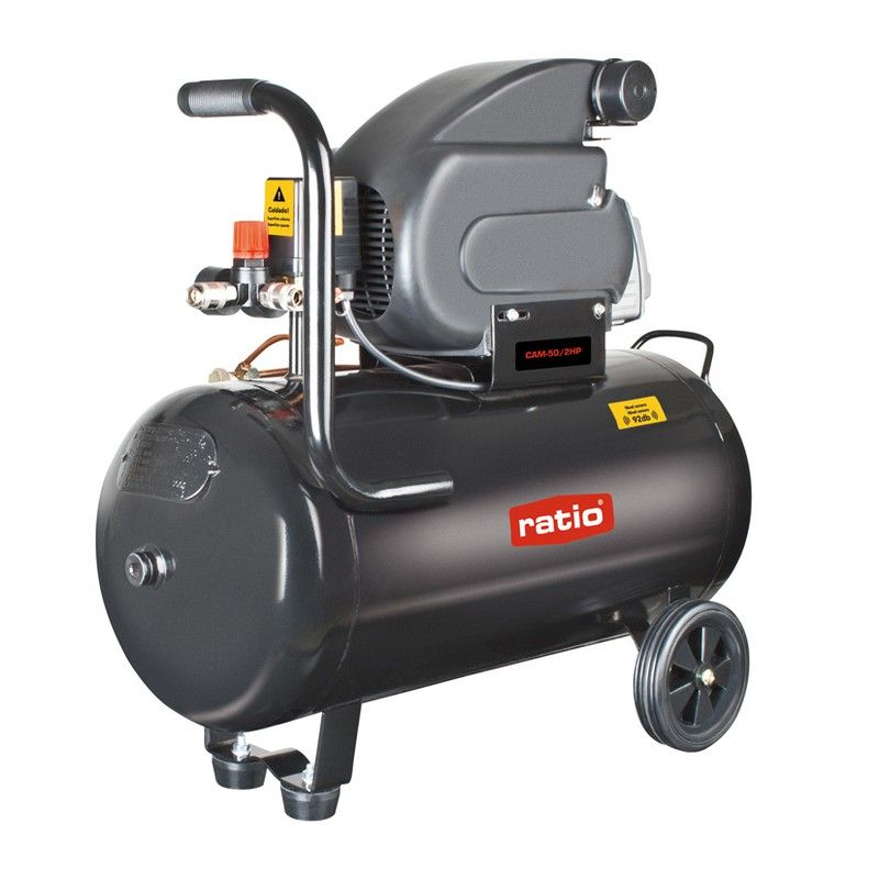 Compresor de pistón RATIO Serie CAM-50/2HP Cabezal de aluminio con 1 cilindro de hierro fundido, Referencia 696X3