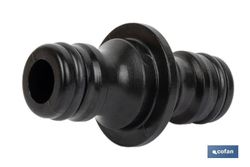 Conector doble para mangueras de jardín | Rosca macho para empalmes | Polietileno | Rápido de instalar. Referencia 90014011.
