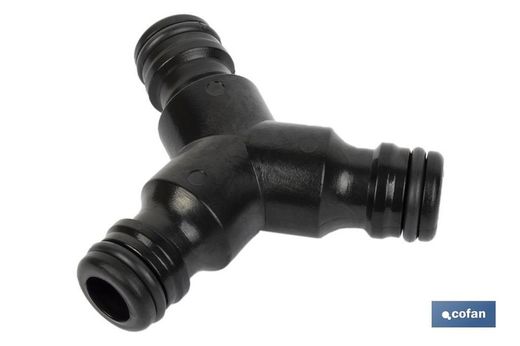 Conector triple en forma 'Y' para mangueras de jardín | Rosca macho para empalmes | Ideal para jardinería y agricultura. Referencia 90014012.