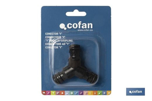 Conector triple en forma 'Y' para mangueras de jardín | Rosca macho para empalmes | Ideal para jardinería y agricultura. Referencia 90014012.